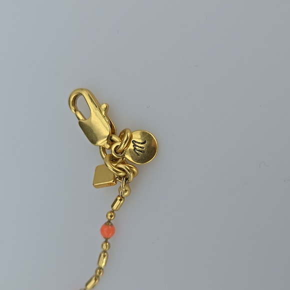 Madewell Gold Tone & Coral-Orange Bead Necklace - Picture 4 of 7